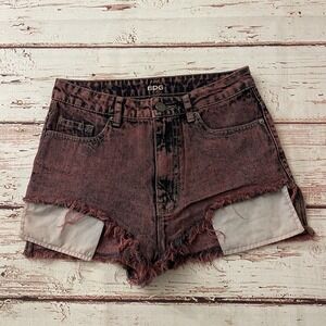 BDG Urban Outfitters Lou High Rise Jean Shorts High Low Shortie 27 Pink Wash‎